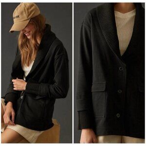 Anthropologie Daily PRACTICE VNeck Cardigan Jacket Black XS Cotton Blend Sweater